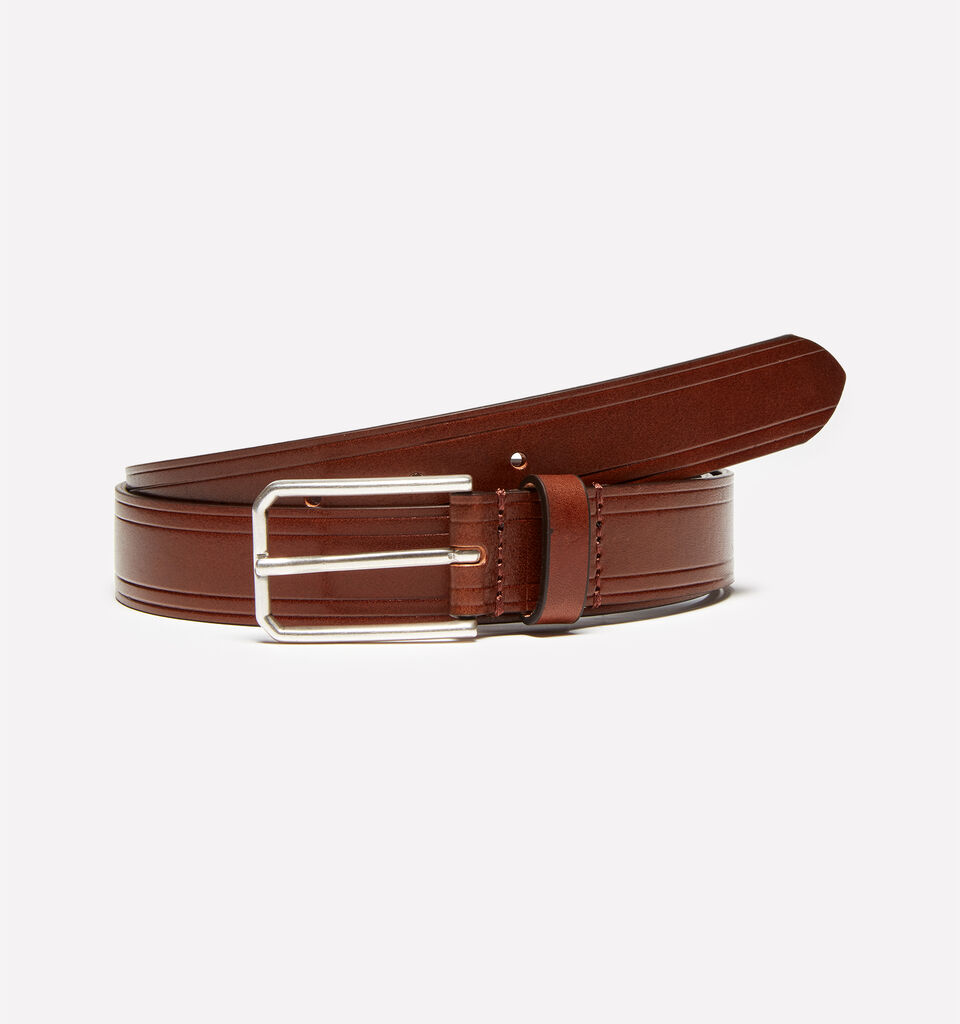 Brown 100% leather belt - men's belts - Brown | Sisley image number 1